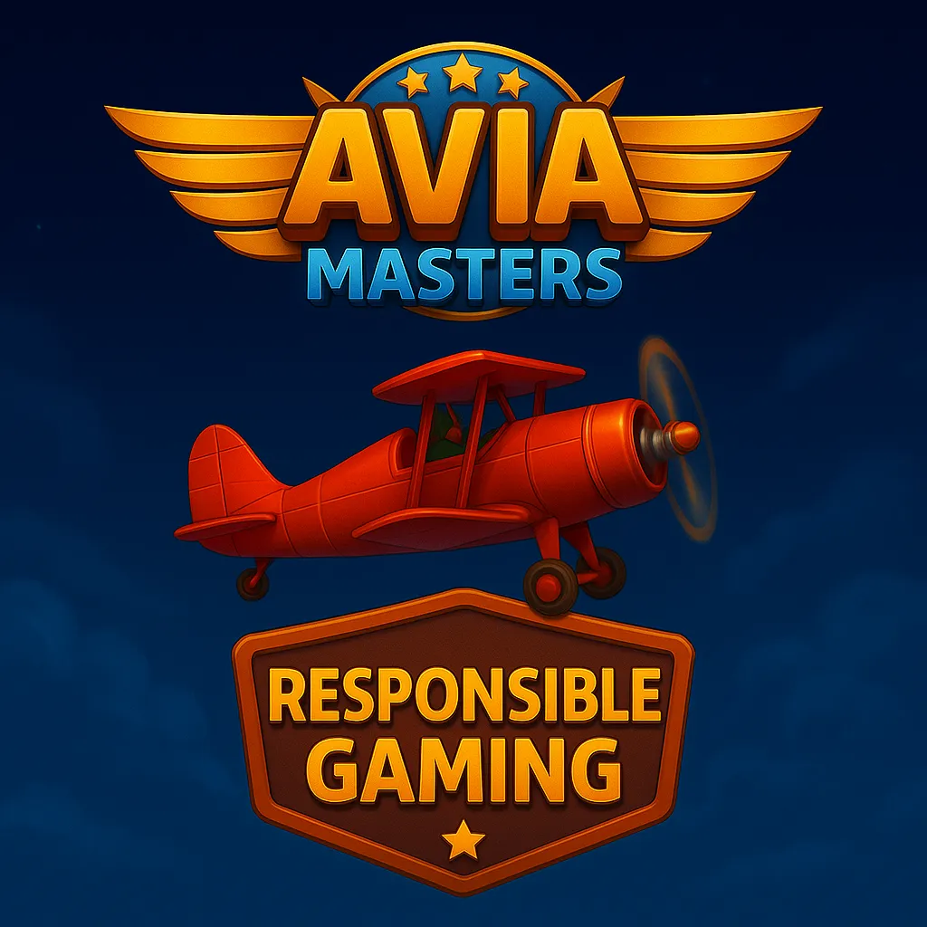 Red biplane from AviaMasters flying under a Responsible Gaming banner